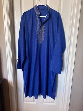 Royalblue jacquard silk kurta